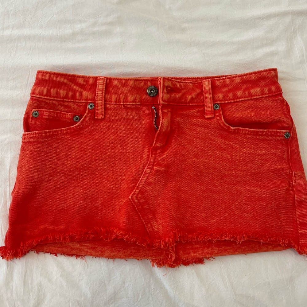 CARMAR red low waist micro mini denim skirt size 25